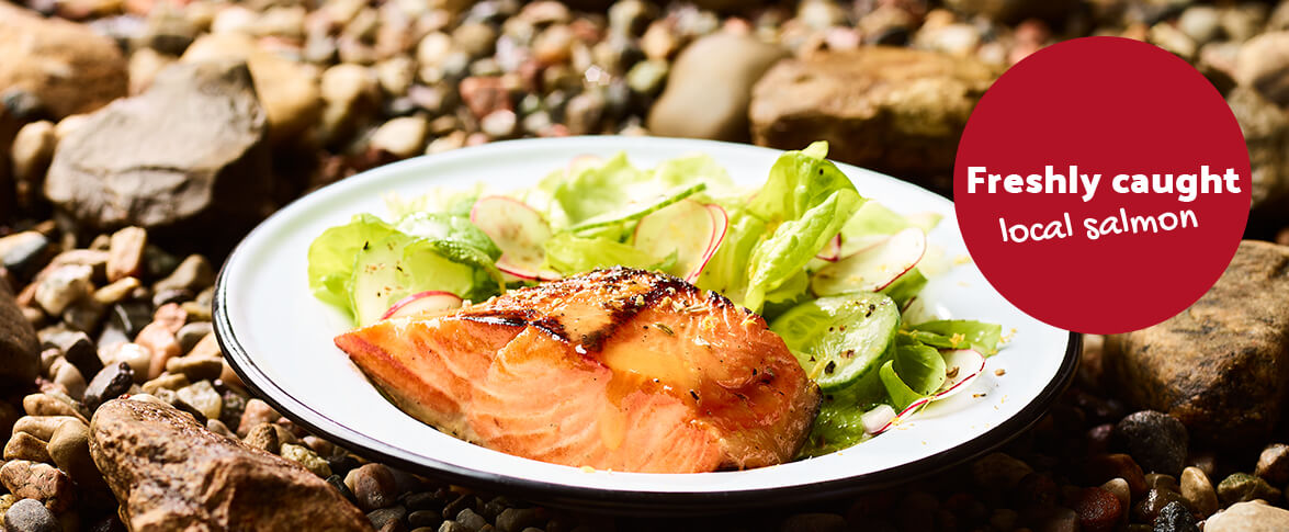 Maple salmon with fresh and creamy salad