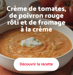 Crème de tomates, de poivron rouge rôti et de fromage à la crème