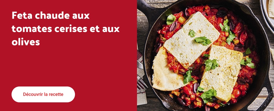 Feta chaude aux tomates cerises et aux olives