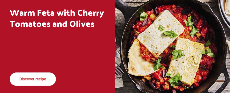 Warm Feta with Cherry Tomatoes and Olives