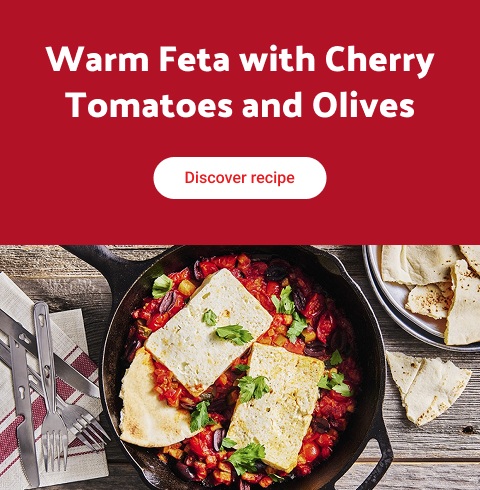 Warm Feta with Cherry Tomatoes and Olives